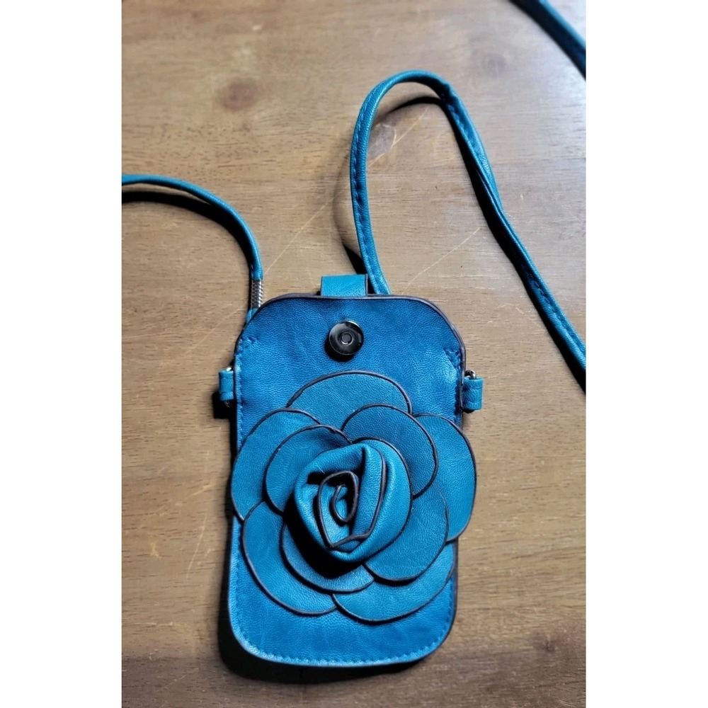3D Rose Floral Phone Crossbody Bag Tech Pouch with Card Slot